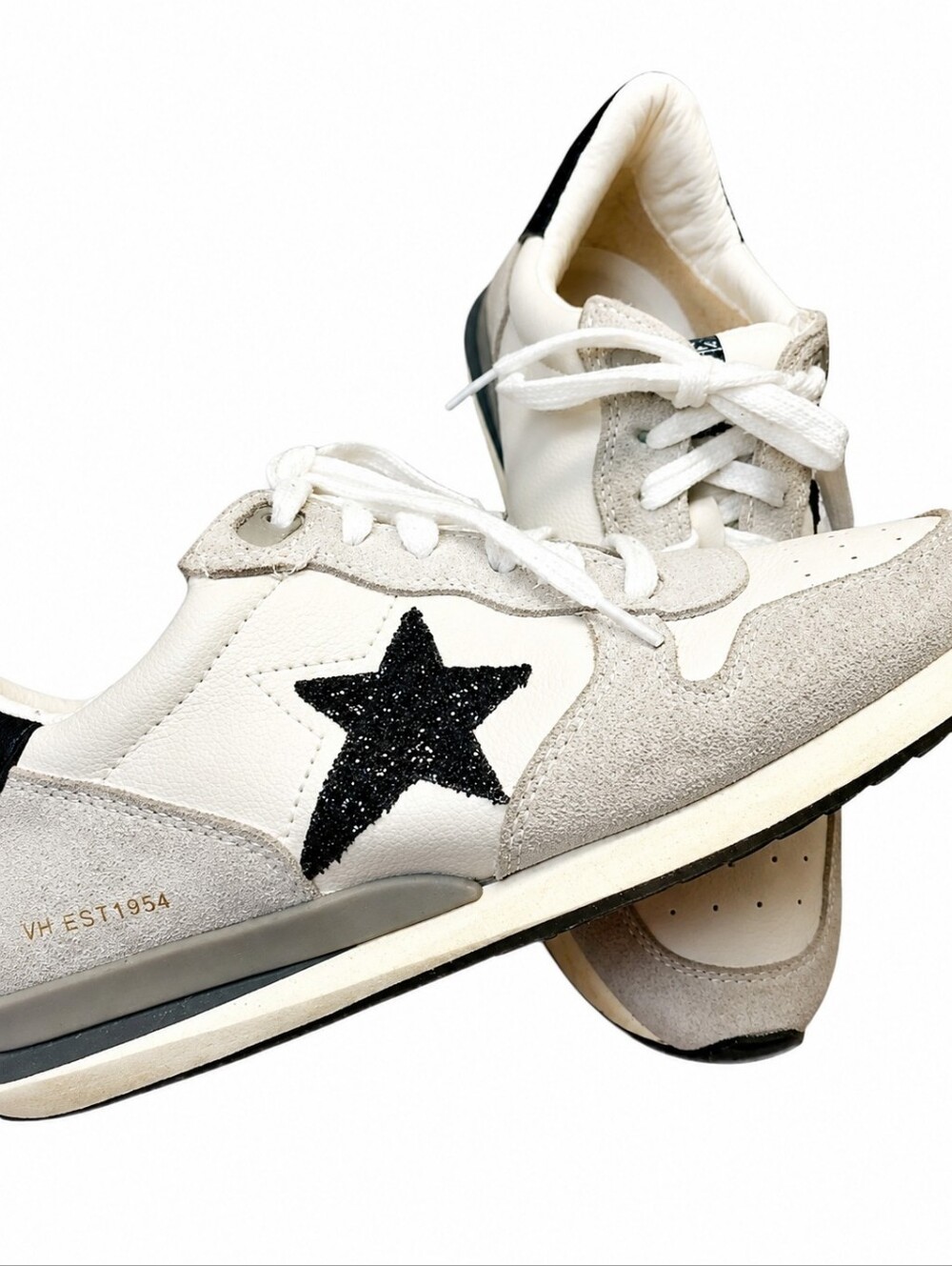 Vintage Havana Rock 3 Star Sneakers Cream Black Glitter Leather Suede 8